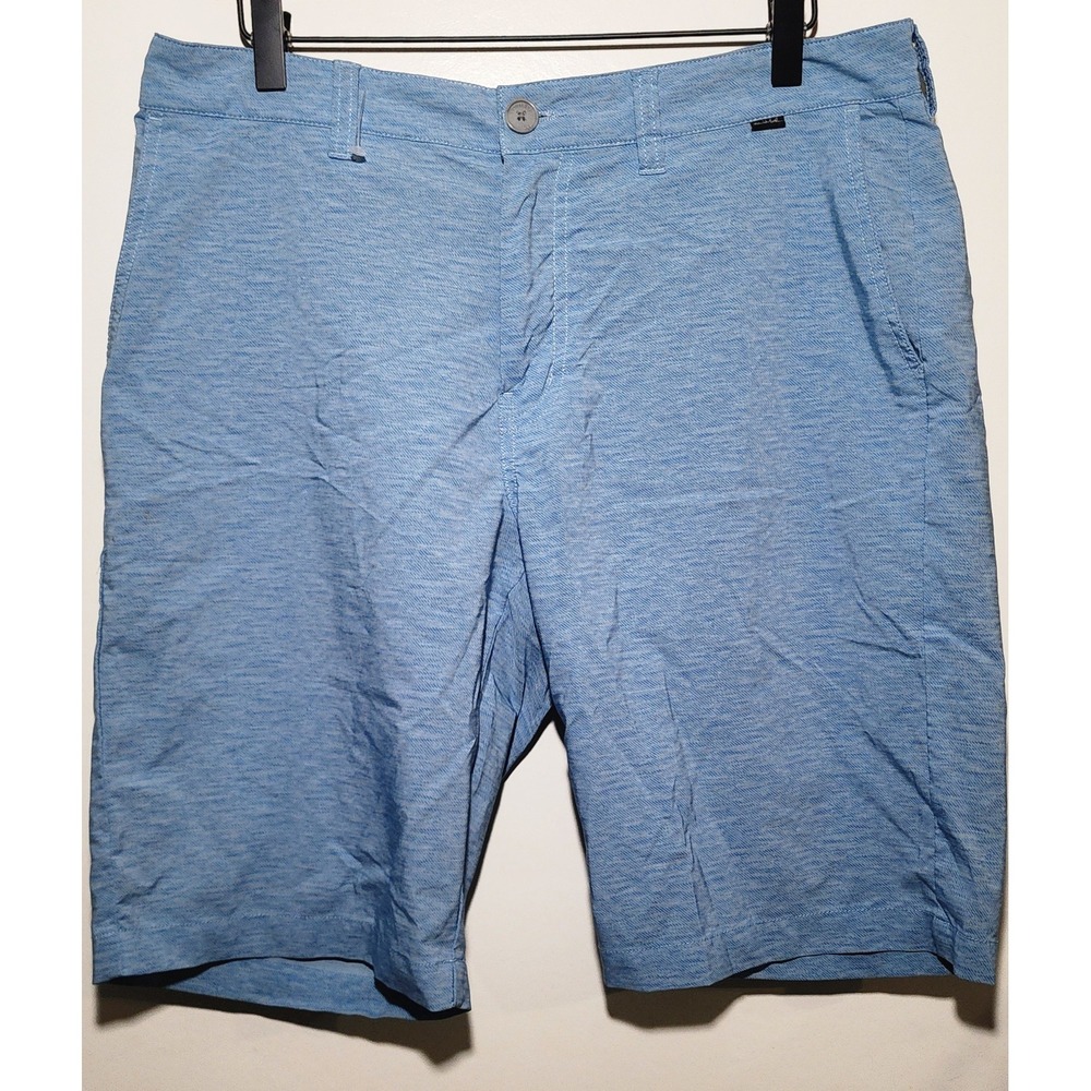 TravisMathew Beck Mens Golf Shorts Blue Heathered Stretch Size 34 10in Inseam - Picture 1 of 6